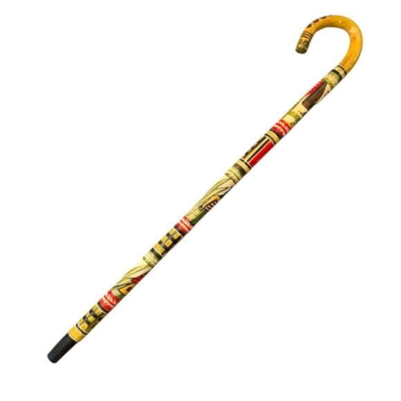 Vintage Other - Vintage Antique 1930’ Mexican Aztec Folk Art Carved Wood Walking Stick Cane Old